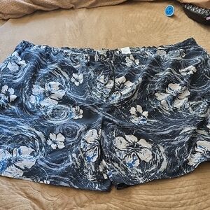 Navy Floral Women's Athletic Shorts